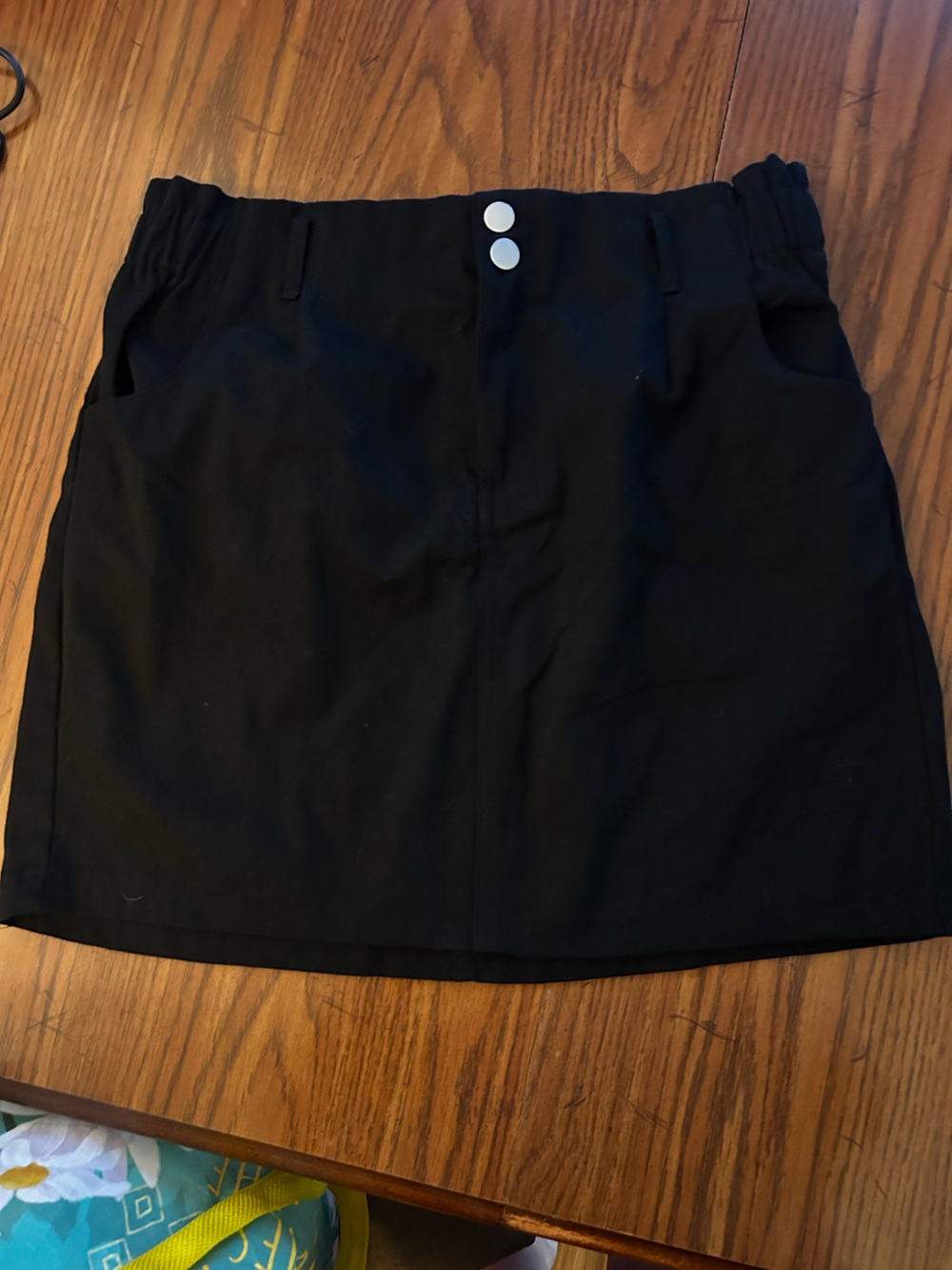 T.J.Maxx Black Mini Skirt with Silver Buttons
